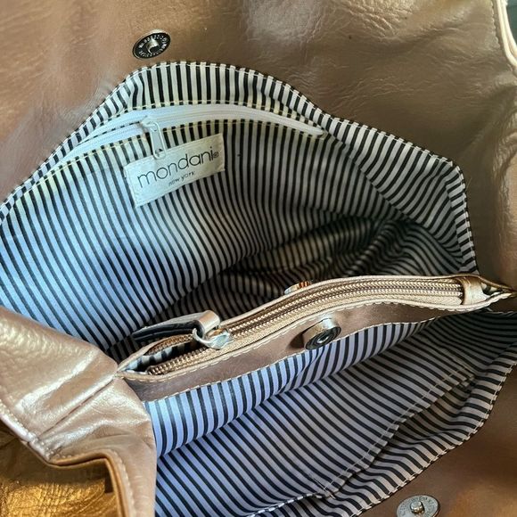 Mondani new york  Metallic Bronze Gold ,Double handle Satchel - Picture 3 of 7